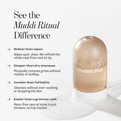 Dog Rinse-Free Towel Cleanse Shampoo & Conditioner with Bath Mitt – Sensitive Skin, Stress & Itch Relief Gentle Leave-in Serum – 98.65% Naturally Derived, Hydrate & Deodorize – 8 × 10ml