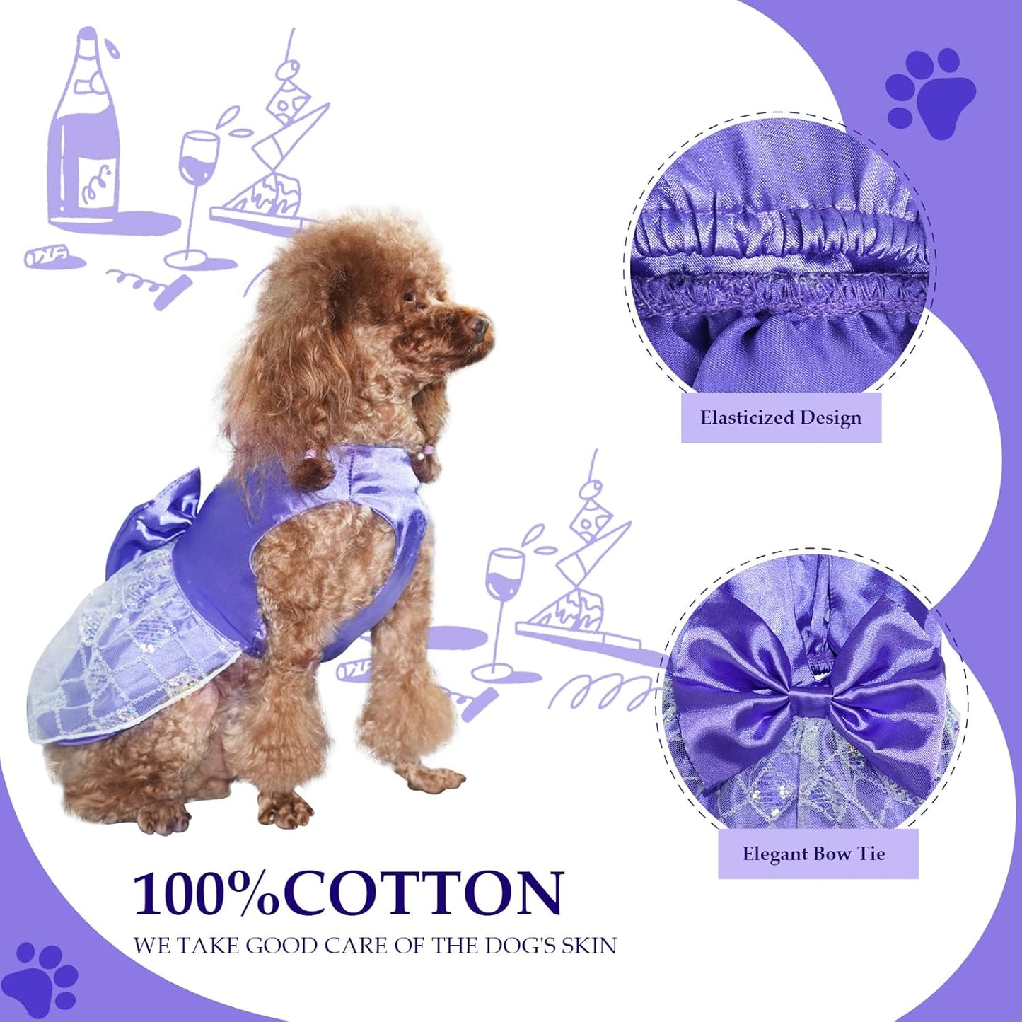 Dog Dress, Dog Party Dress and Dogs Summer Flower Dresses with Lace-Up