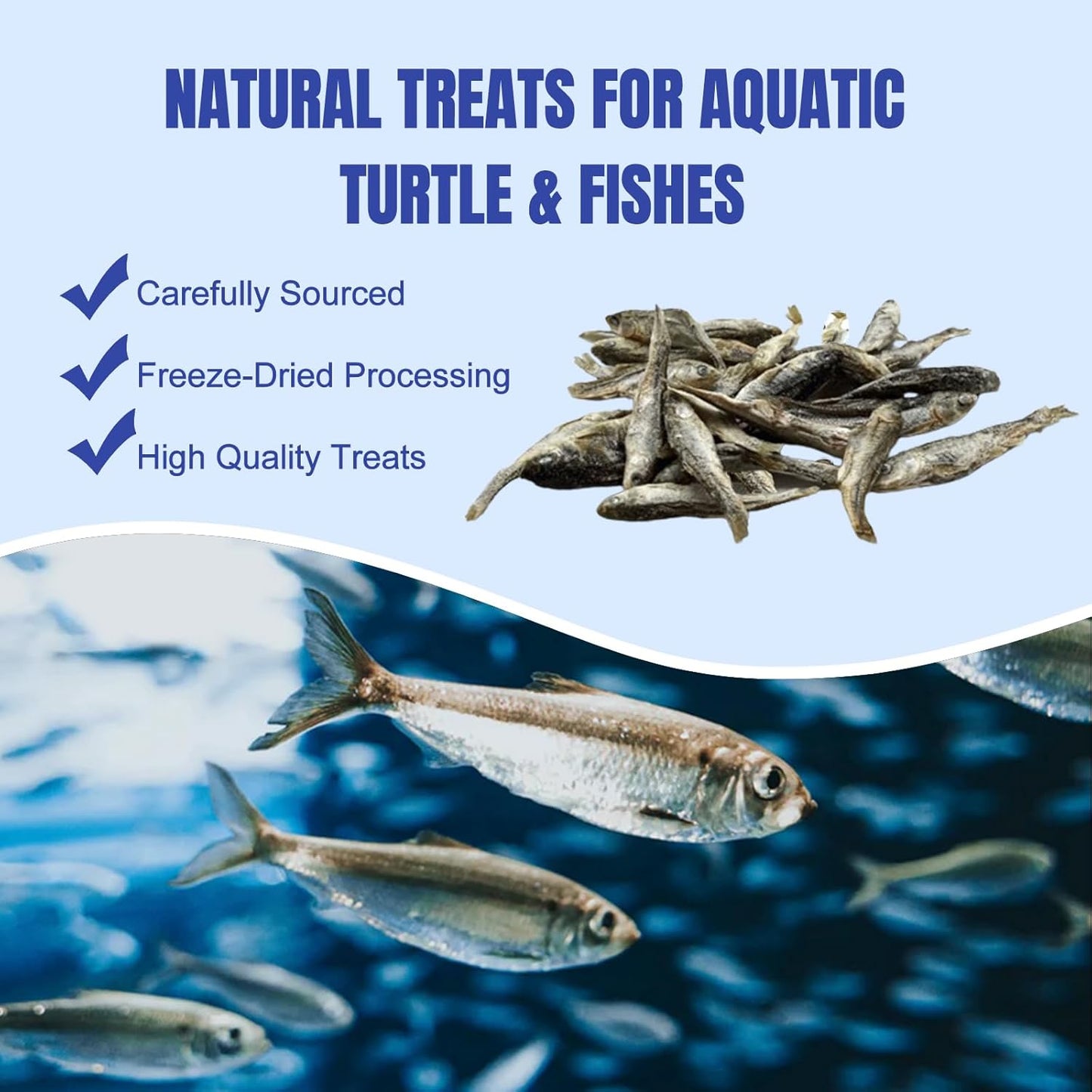 Amzey 2.3 oz Dried River Fish - Natural Food for Turtles, Terrapins, Reptiles and Large Tropical Fish