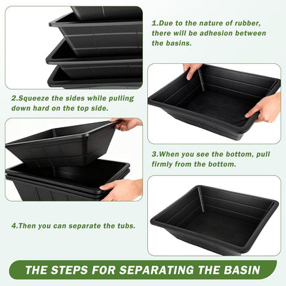 4Pcs Rubber Feed Pan, 3 Gallon Durable Rubber Feed Pan Chicken Dust Bath Livestock Water Bowl for Pig Goat Chicken Dogs Farm Small Animal