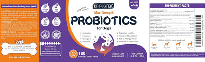 DRFOSTER Probiotics for Dogs, Freeze-Dried Dog Probiotics and Digestive Enzymes, Plus Omega-3 for Itchy Skin, Prebiotics for Digestive Health, Dog Vitamins and Supplements for Immune Health, 180 Bites
