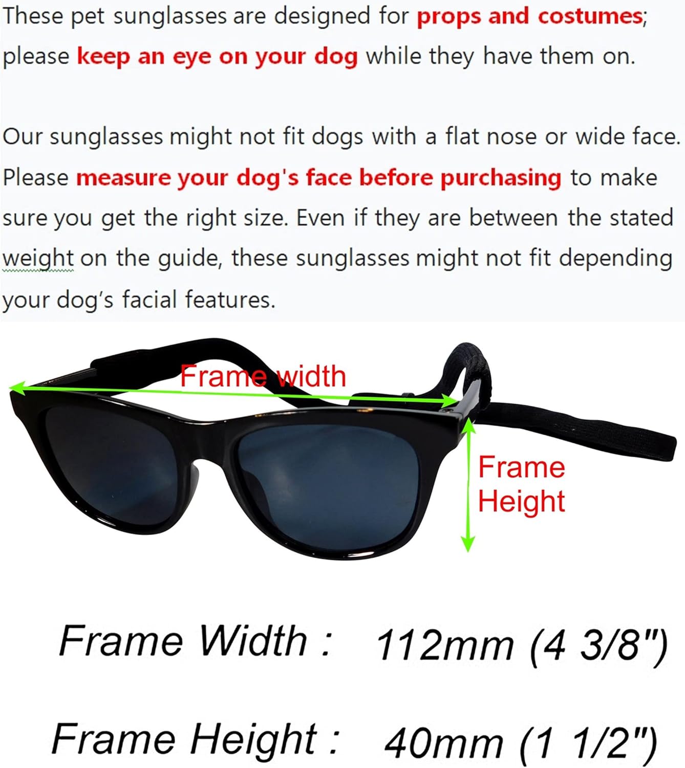 G006 Dog Medium Breeds 20-40 lbs Pet Cat 80s Costume Prop Sunglasses (Black)