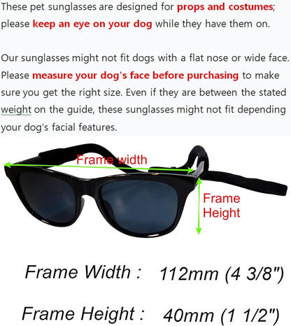 G006 Dog Medium Breeds 20-40 lbs Pet Cat 80s Costume Prop Sunglasses (Black)