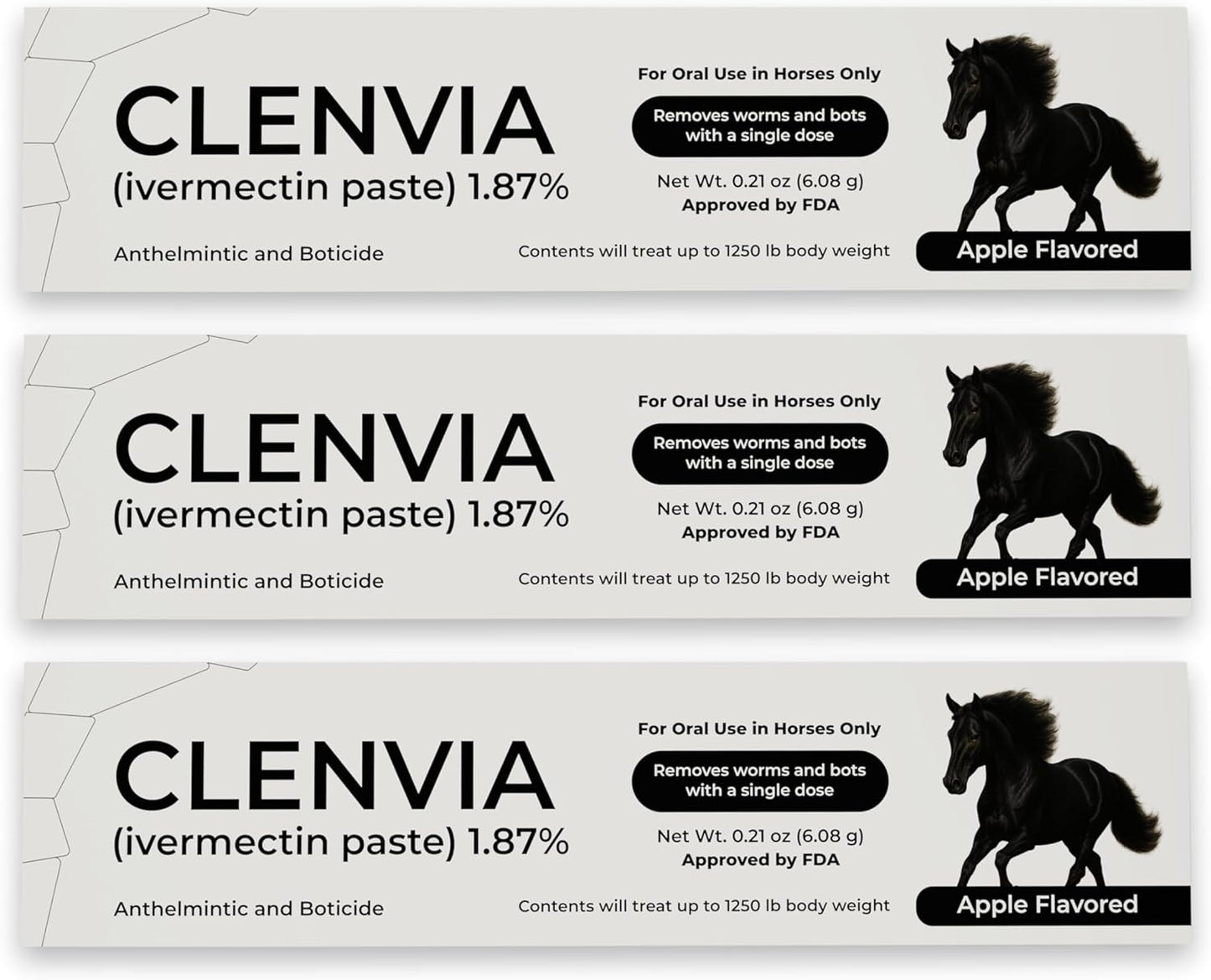 Horse Paste 1.87% – Apple Flavored Wormer – 6.08g Tube – Treats Up to 1250 lb