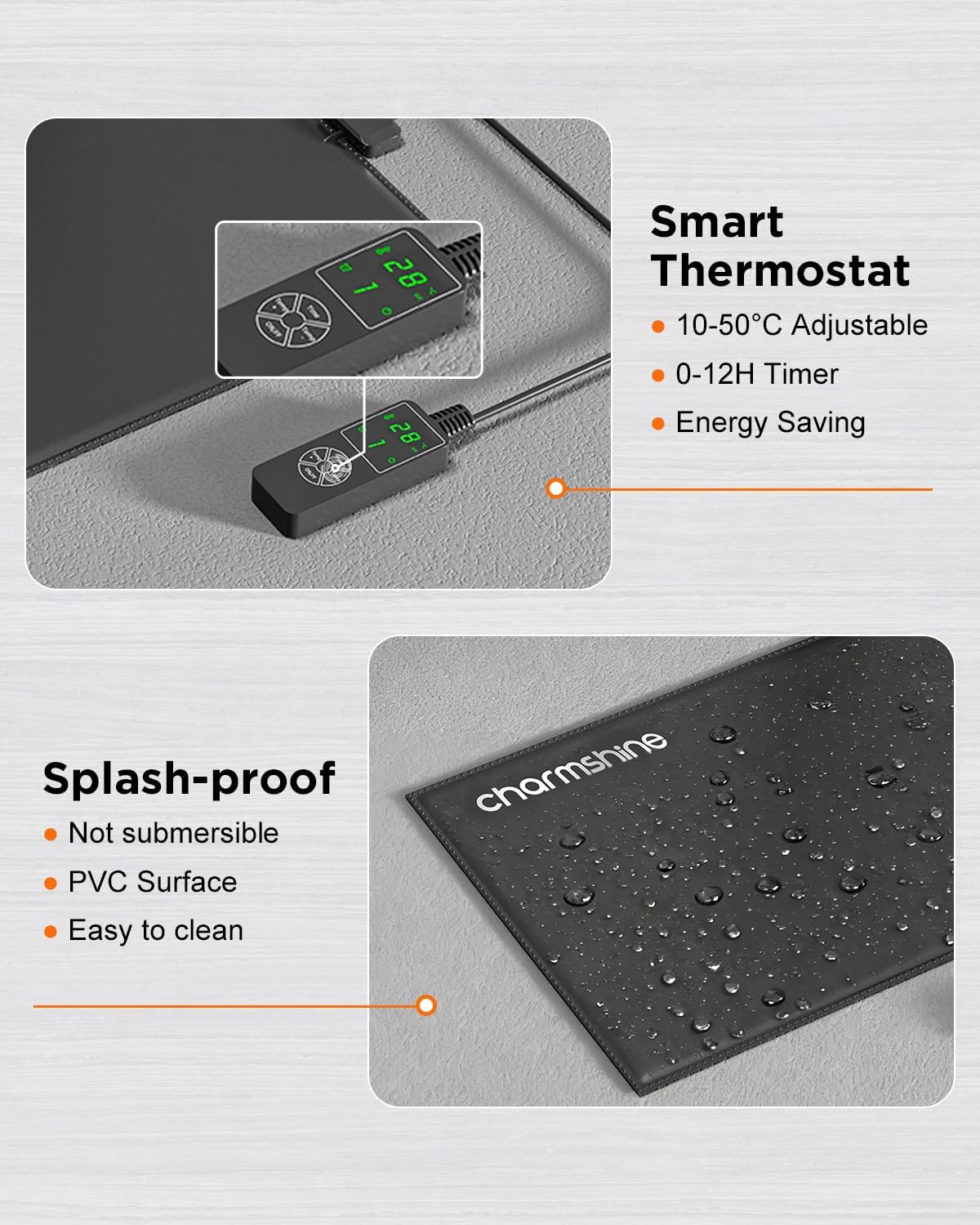 6 by 8-inch 7W Reptile Heating Pad Graphene with Temperature Control Reptile Tank Heat Pad Terrarium Under Tank Heater Mat for Snake Lizard Hermit Crab Reptiles Turtle Thermostat