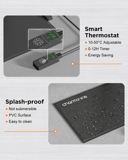 6 by 8-inch 7W Reptile Heating Pad Graphene with Temperature Control Reptile Tank Heat Pad Terrarium Under Tank Heater Mat for Snake Lizard Hermit Crab Reptiles Turtle Thermostat