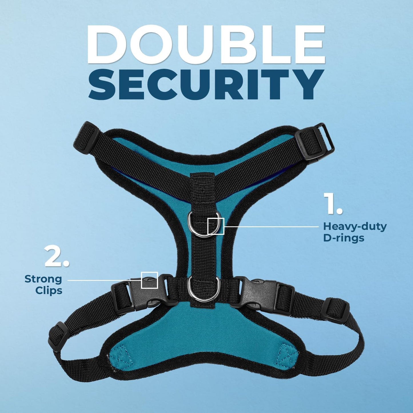 Best Pet Supplies Voyager Step-in Lock Pet Harness w Reflective Pet Leash Combo Set with Neoprene Handle 5ft - Supports Small, Medium and Large Breed Puppies/Cats - Turquoise/Black Trim Set, XL