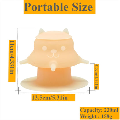 230ML Silicone Puppy Feeder for Multiple Puppies, Puppy Milk Feeder Puppy Bottles for Nursing Station with 4 Teats for Kittens, Puppies, Rabbits, Pigs Nursing Supplies (Pink)