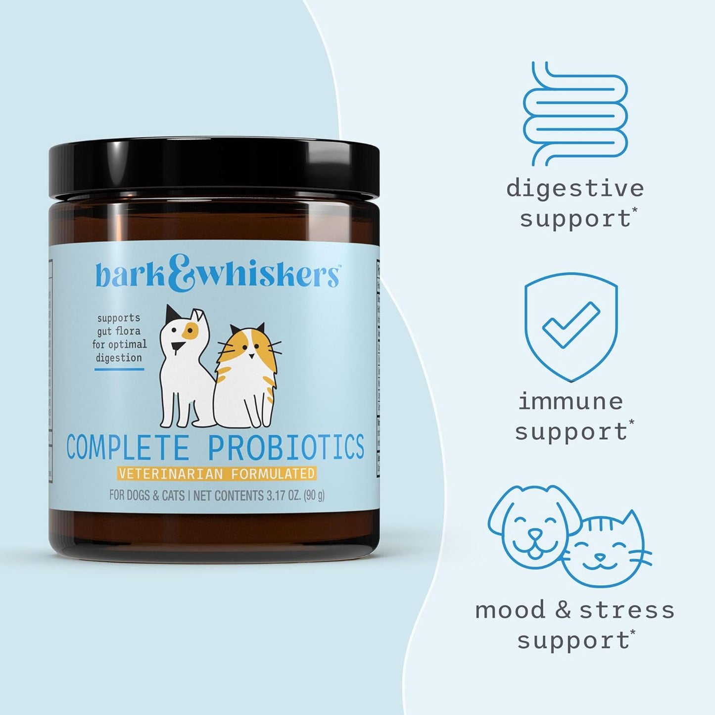 Bark & Whiskers Complete Probiotics, for Dogs and Cats, 3.17 oz (90 g), Supports Immune Function, Digestive Support, Veterinarian Formulated, Non GMO, Dr. Mercola