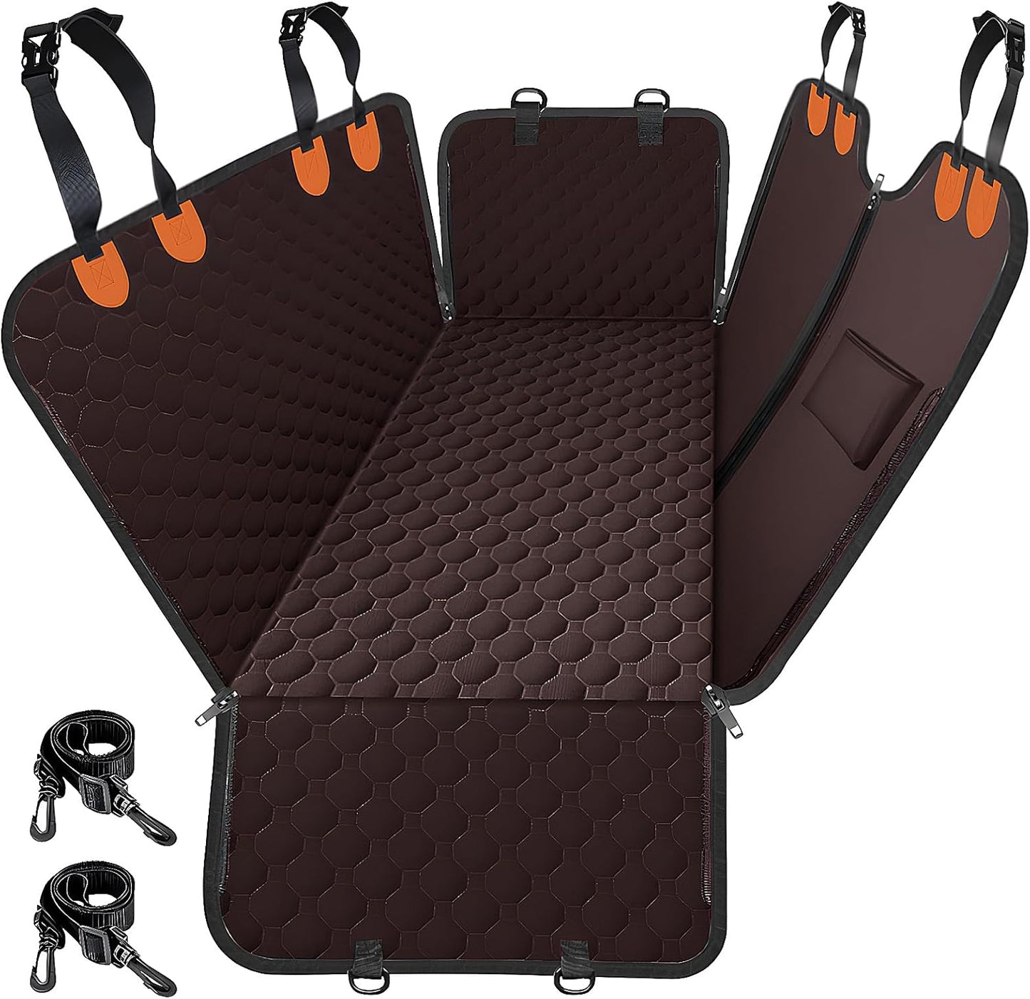 Mancro Dog Car Seat Cover for Back Seat, 2025 Upgraded 600D Heavy Duty Waterproof & Scratch-Resistant Dog Hammock for Car, Back Seat Pet Cover for Dogs with Sedan, Trucks and SUVs, Standard, Brown