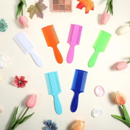 6pcs Double Sided Fine Tooth Lice Comb with Handle, Dandruff and Lice Pet Flea Comb for Newborn Babies Adults Pets Dogs Kitten Cats (Plastic, 6 Colors)