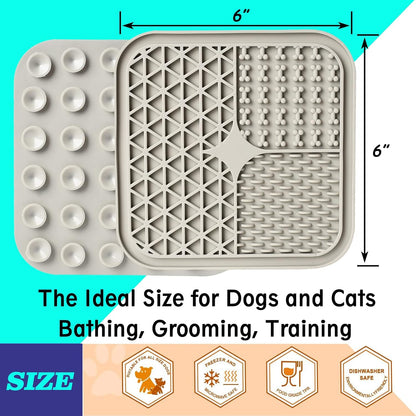 Lick Mat for Dogs, Dog Lick Mat with Suction Cups for Anxiety, Peanut Butter Dog Licking Mat Slow Feeder Dispensing Treater Lick Pad for Dogs Cats Grooming Bathing and Training (Grey)