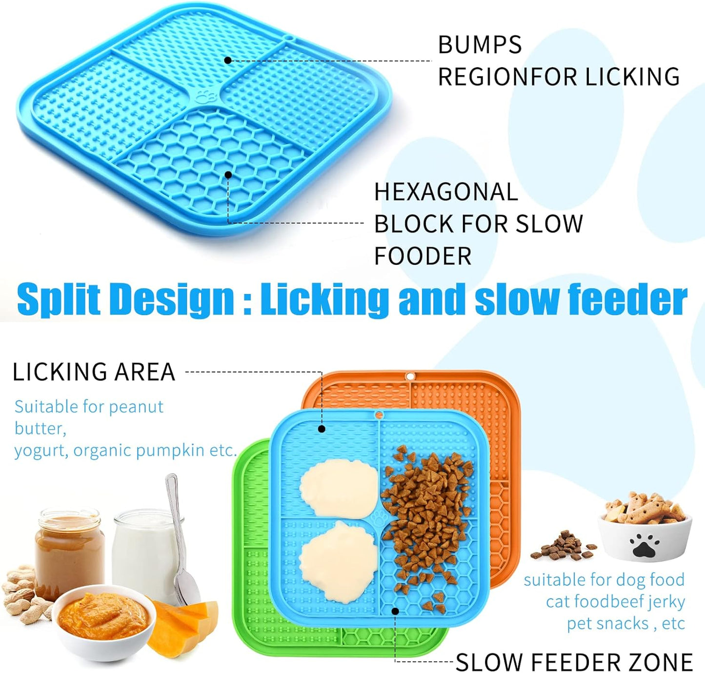 Lick Mat for Dogs, Premium Lick Pad with Suction Cups for Dog Anxiety Relief, Slow Feeder Dog Bowls, Bathing, Grooming and Training.
