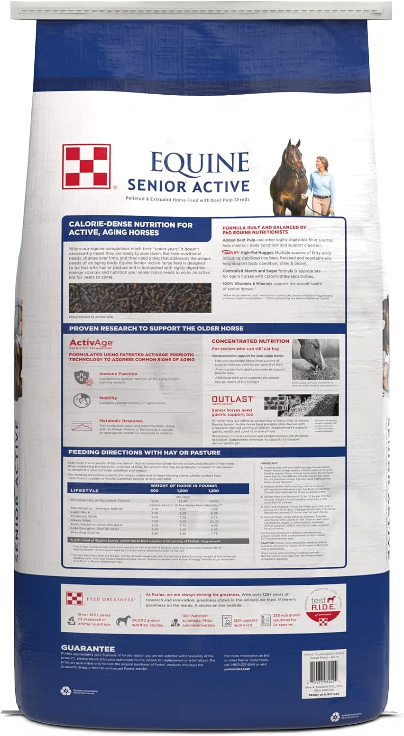 Purina | Equine Senior Active Horse Feed | 50 Pound (50 LB) Bag
