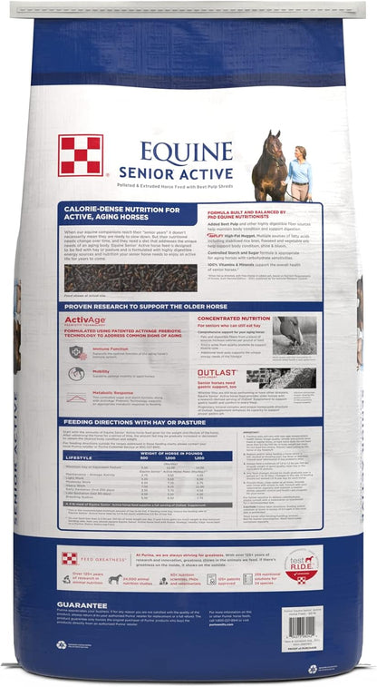 Purina | Equine Senior Active Horse Feed | 50 Pound (50 LB) Bag