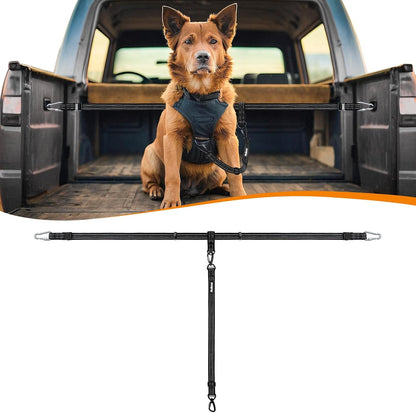 PetBonus Truck Bed Dog Leash, Dog Truck Tether Tie Down, Adjustable Safety Out Leash, Comfortable Pick-Up Bed Restraint Lead, Ratchet Tightening Pet Car Harness Belt, Single Lead (Black)