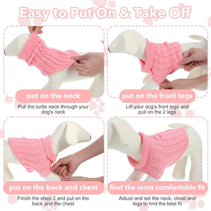 2 Pack Dog Sweaters for Medium Dogs, Soft Knitted Puppy Sweater Pet Warm Clothes in Winter Cold Weather Pullover Design Medium Dog Sweater for Boy Girl Dogs Cats (Grey, Pink)