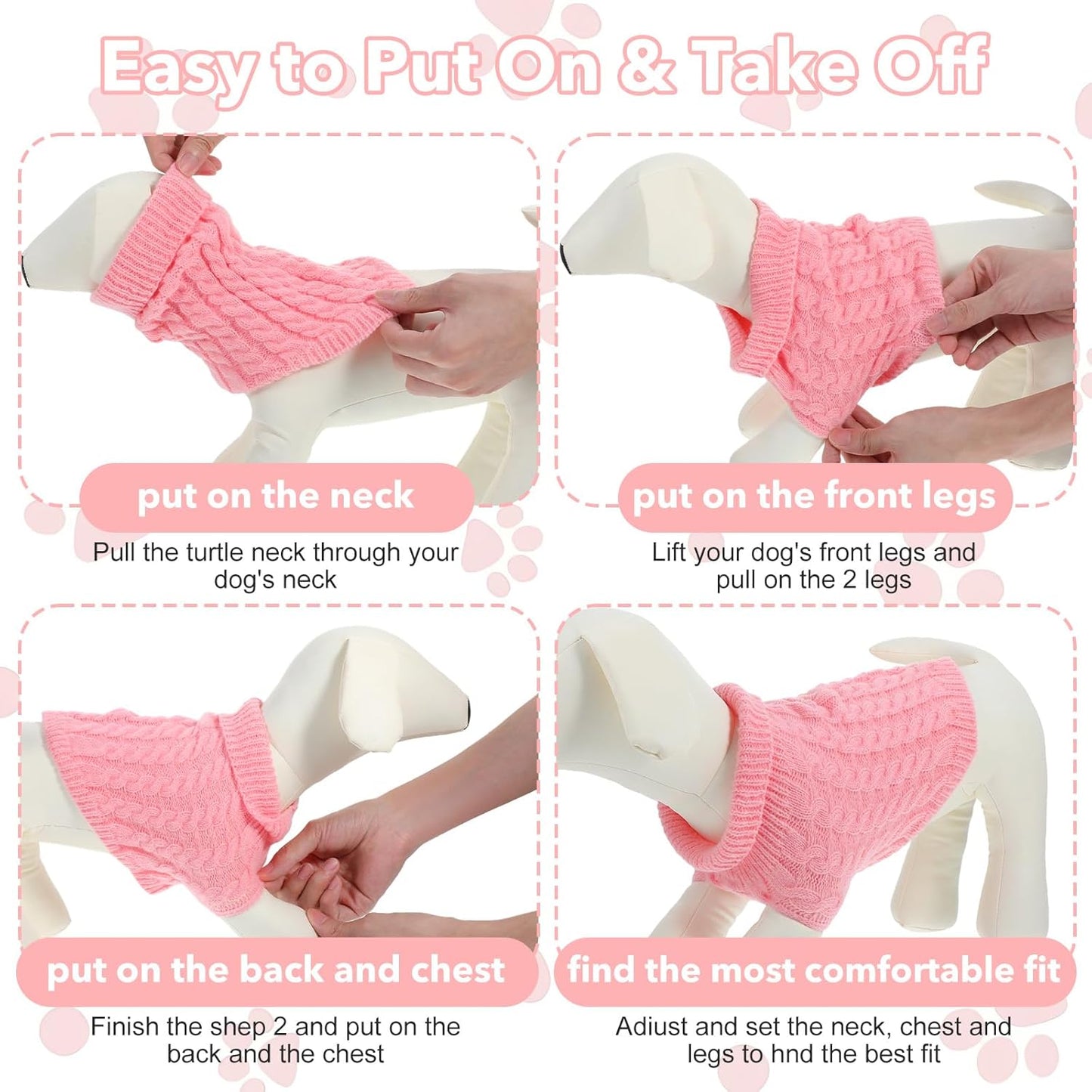 2 Pack Dog Sweaters for Medium Dogs, Soft Knitted Puppy Sweater Pet Warm Clothes in Winter Cold Weather Pullover Design Medium Dog Sweater for Boy Girl Dogs Cats (Grey, Pink)