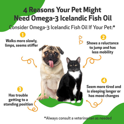 Pet Wellbeing Omega-3 Icelandic Fish Oil for Dogs - Wild-Caught, Cold-Water Fish, Healthy Skin and Coat, Joint Health and Mobility, Fatty Acids, Anchovies, Sardines - EPA, DHA - 8 fl oz (236 ml)