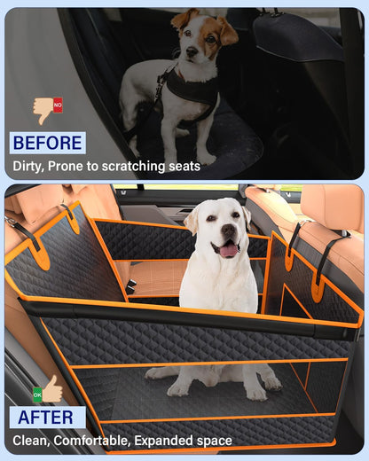 Dog Car Seat for Large Dogs, Back Seat Extender for Dogs, Foldable Pet Car Seat with Waterproof Oxford Fabric and Non-Slip Bottom, All-Around Protection and Strong Support