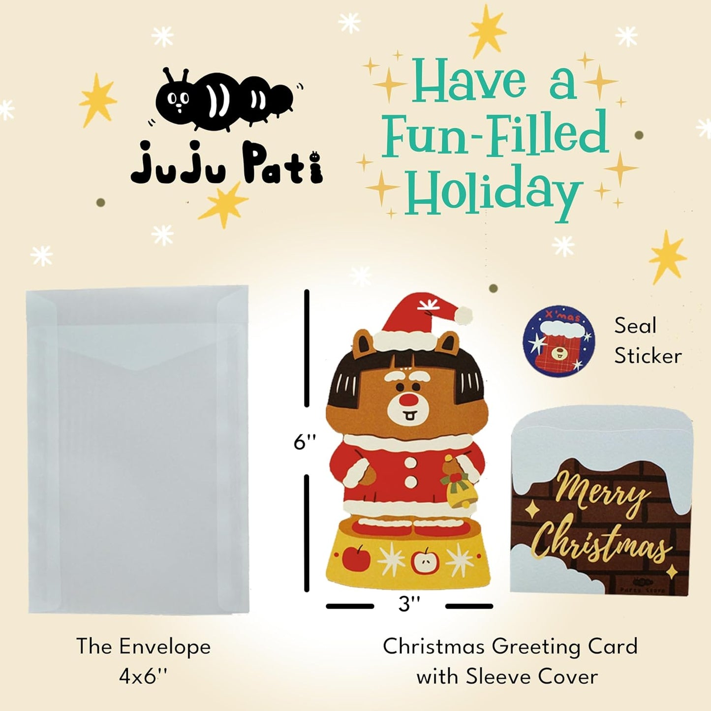 Dog Poop Bag Holder for Leash with Waste Bags and Keychain Clip & A Christmas Greeting Card