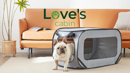Love's Cabin 36in Portable Large Dog Bed - Pop Up Dog Kennel, Indoor Outdoor Crate for Pets, Portable Car Seat Kennel, Cat Bed Collection, Grey