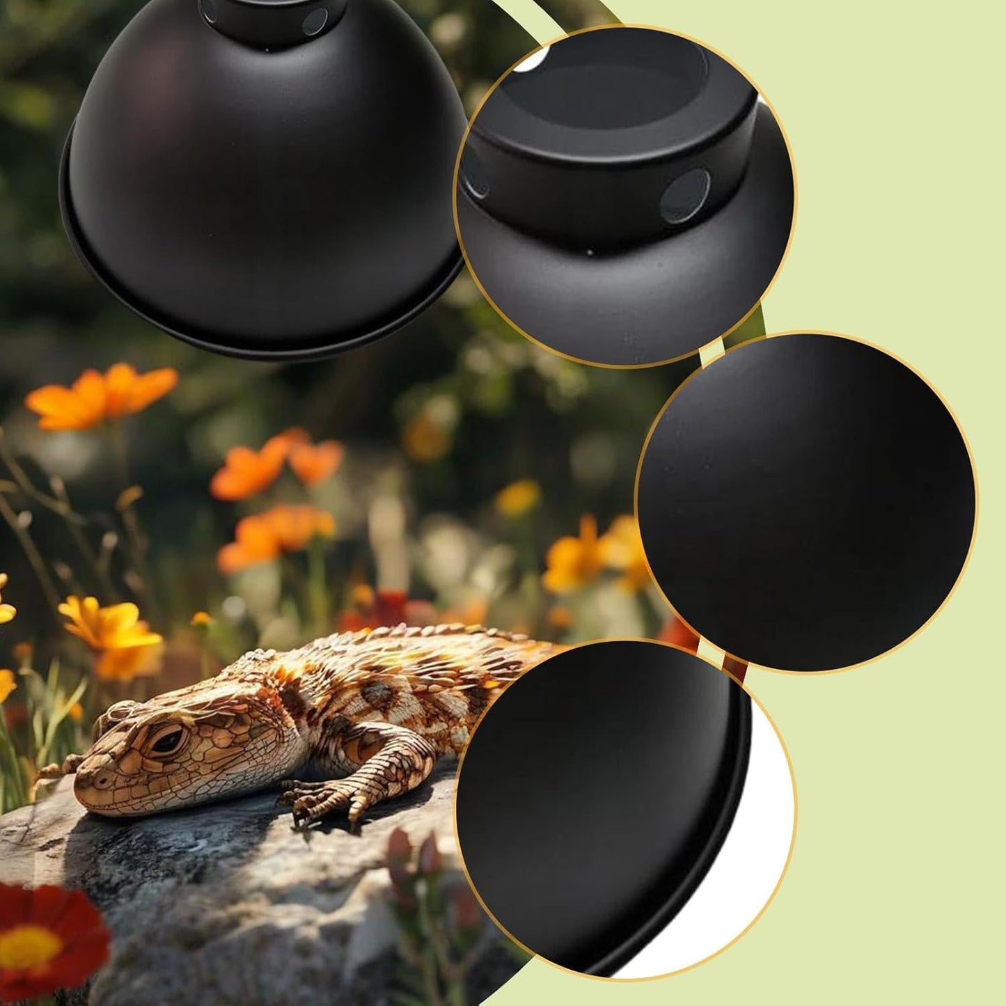 Reptile Dome Lamp Cover Lampshade Easy Installation Light Shade Replace Parts for Lizard Reptile Terrarium Habitat- 8.5in White Lining