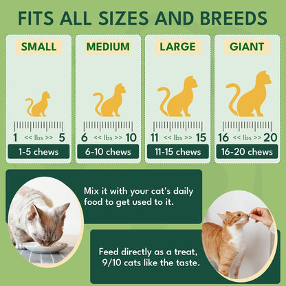 YOTANGO Cat Flea Treatment Crunchy & Creamy Chewables, 500 Chews Natural Flea and Tick Prevention for Cats + Skin and Coat Support, Daily Oral Supplement Chewables for Cats and Kittens (Salmon Flavor)