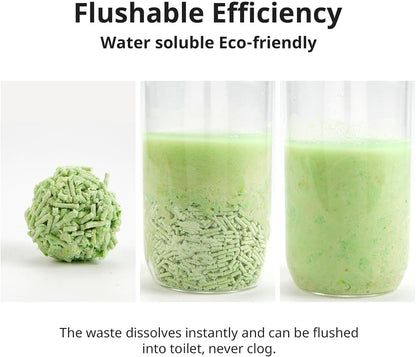 Tofu Cat Litter 22.4LB(5.6lb×4bag) Green Tea Clumping, 100% Food Grade Raw Materials, Flushable,Ultra Absorbent and Fast Drying,Solubility in Water,Really Dust-Free,Less Scattering