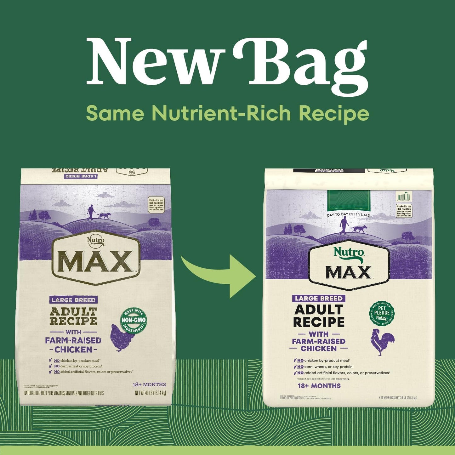Nutro Max Adult Large Breed Dry Dog Food with Farm-Raised Chicken, 36 lb Bag