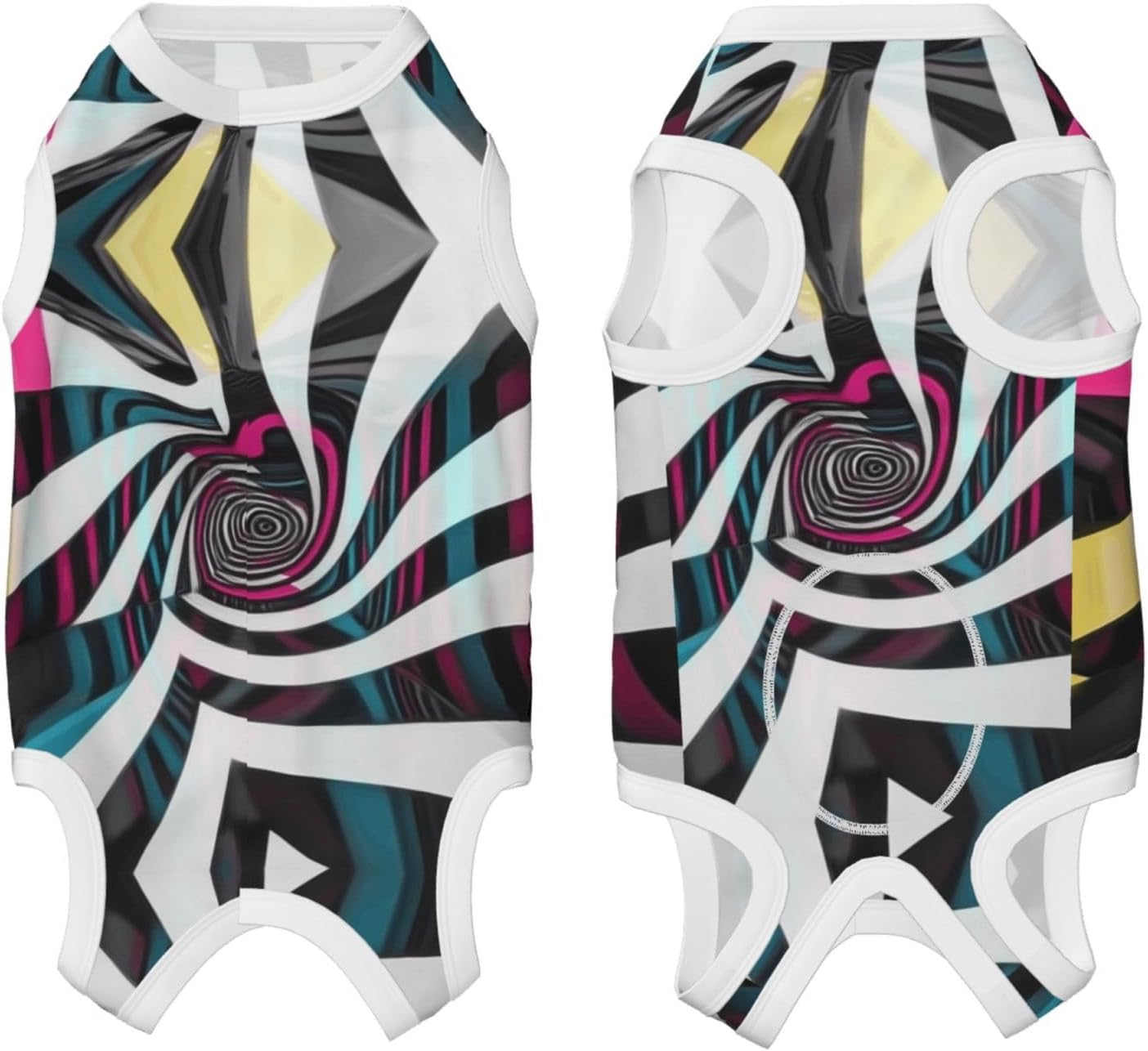 Curved Corridor Dog Surgery Suit Recovery Suit, 100% Cotton Breathable Full Body Dog & Cat Surgical Suit with Cute Prints, Alternative to Cone for Spay Neuter Wound Care, Male & Female Pets Large