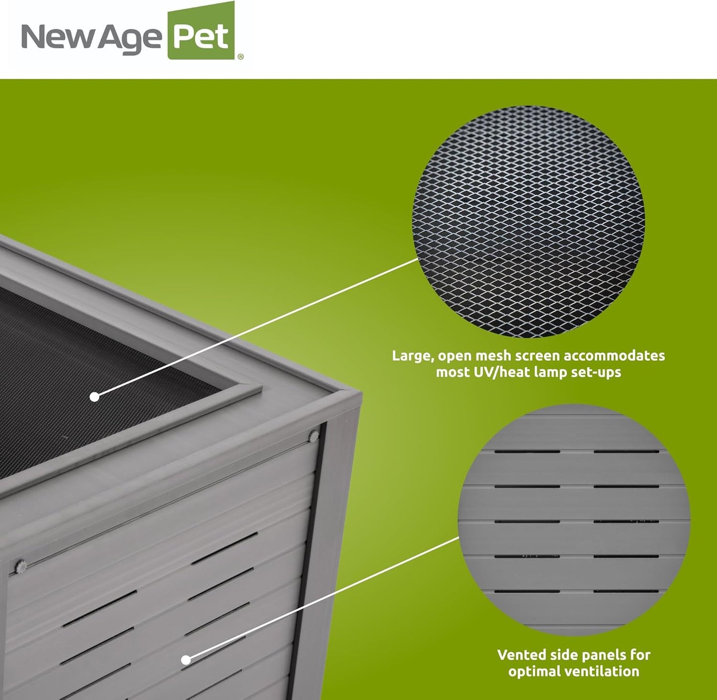 New Age Pet ECOFLEX 48" Wide Large Reptile Habitat, Mojave Lounge for Snakes, Tortoises & Lizards in Maple, Black & Grey, Easy Assembly, Sliding Glass Doors & Mesh Top