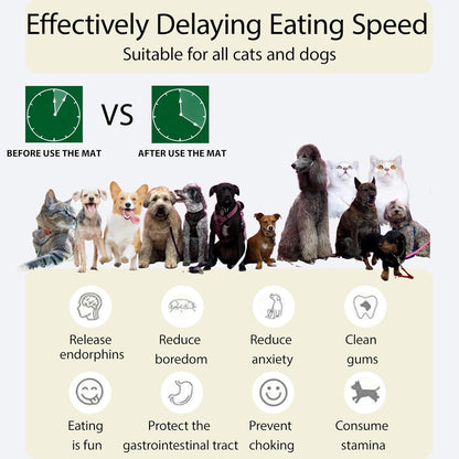 Licking Pad Mats 6 in 1 Green for Butter Yogurt Peanut Frozen Food, Dog Slow Feeder Puzzle Bowl, Silicone Anti-Slip Pets Treats Feeding Mat, Collapsible Dog Water Bowl