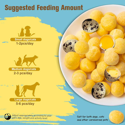 Premium Freeze-Dried Quail Egg Yolks - All-Natural Snack for Cats and Dogs, 100% Pure Quails Yolk Ingredients Pet Treats, Supports Growth with Protein & Iron, Crispy, Nutrient-Dense (S, Apricot)