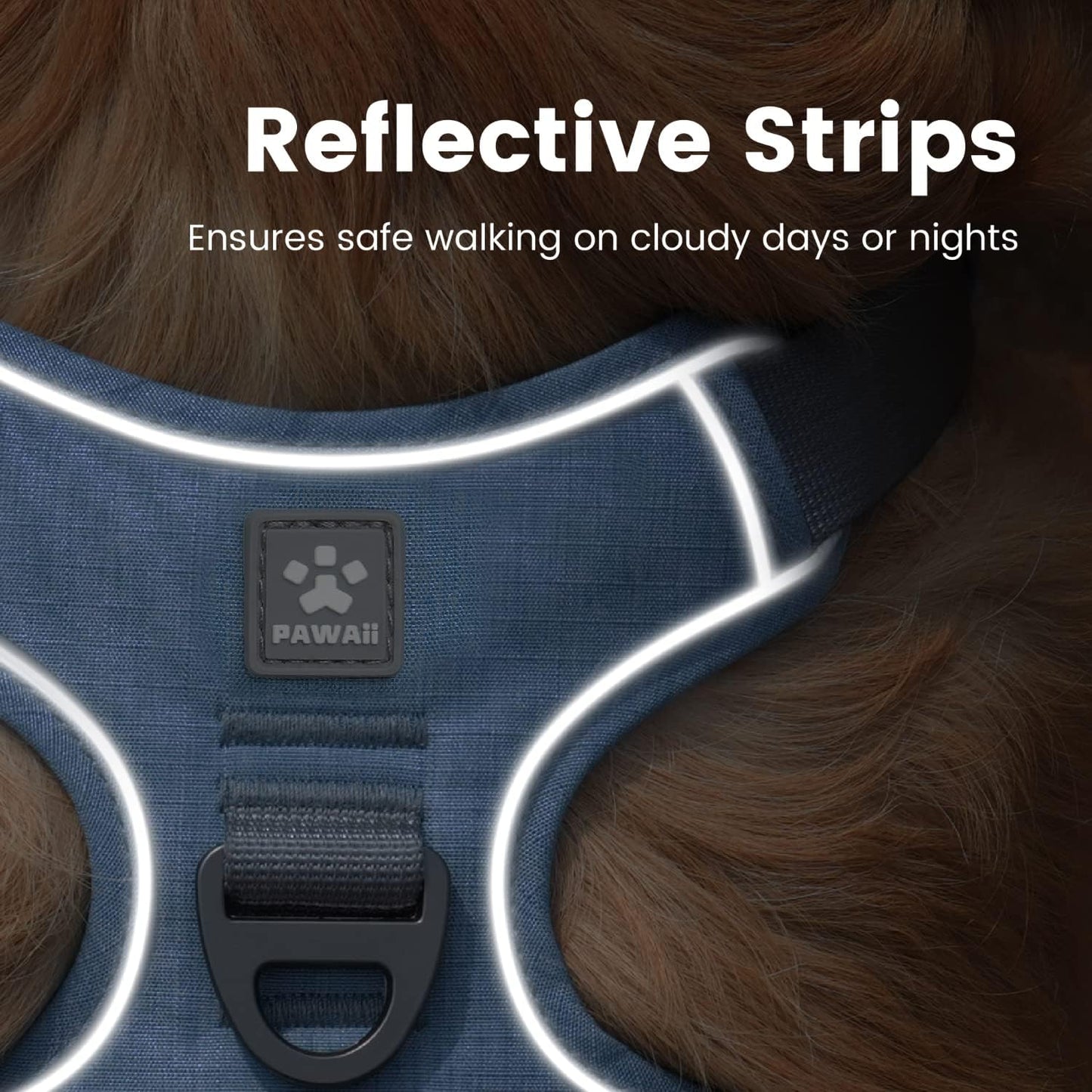 Pawaii No Pull Dog Harness with Pet ID Tag,Reflective Strips No Choke Front O Ring Breathable Mesh Adjustable Soft Padded Pet Vest with Easy Control Handle for Small Dogs