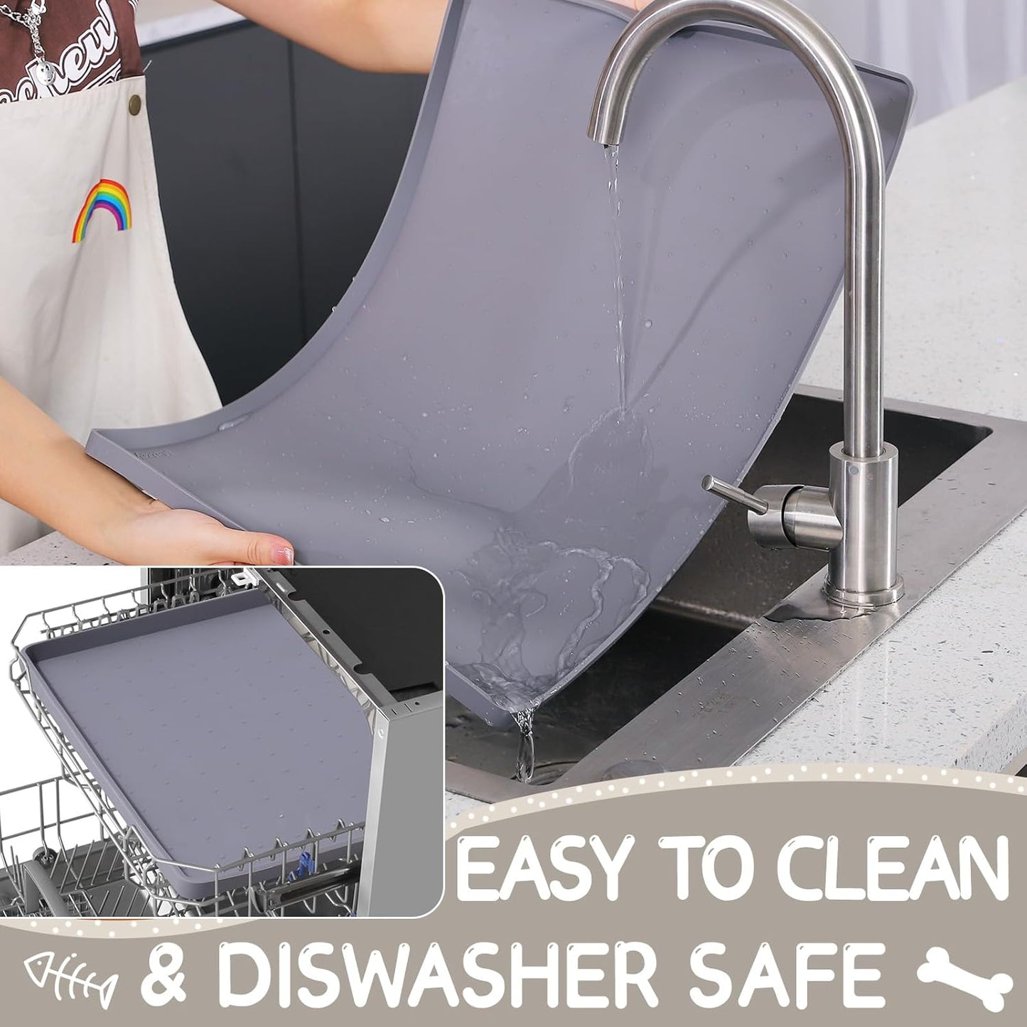 MateeyLife 2PCS Small Lick Mat for Dogs and Cats and MateeyLife Silicone Cat & Dog Food Mat for Floors Waterproof