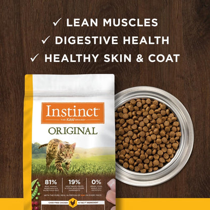 Instinct Original Dry Cat Food, Raw Coated Kibble, High Protein, Grain Free Recipe - Real Chicken, 5 lb. Bag