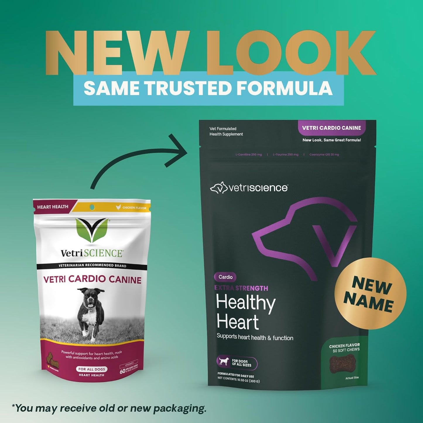 VetriScience Extra Strength Healthy Heart Chews, Vetri Cardio Supplement for Dogs, Heart Support Supplement with Taurine, Carnitine, CoQ10, Hawthorn and Berberine, Chicken, 60 Count