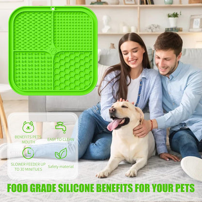 Lick Mat for Dogs, Premium Lick Pad with Suction Cups for Dog Anxiety Relief, Slow Feeder Dog Bowls, Bathing, Grooming and Training (Green, 1pack)