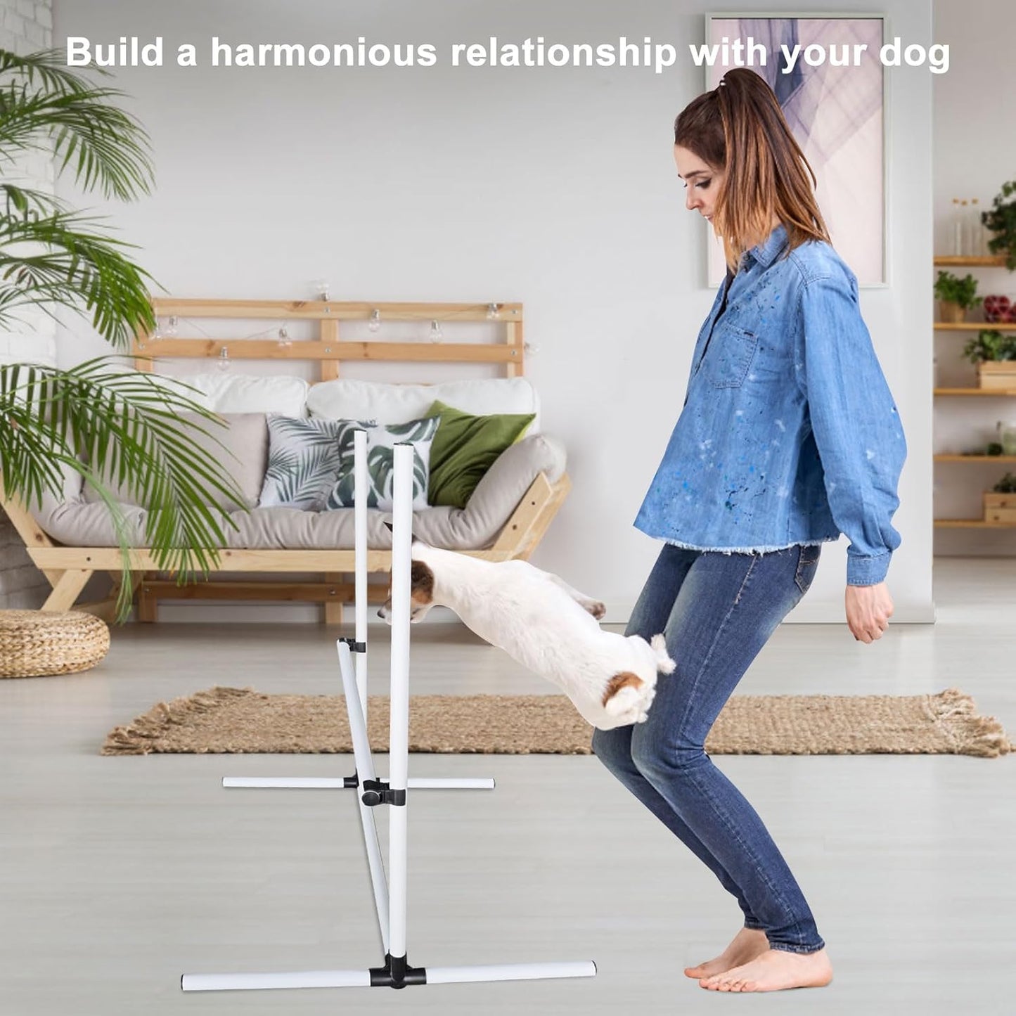 Dog Agility Jump Set with Adjustable Height Bars – Includes Carry Bag, Indoor & Outdoor Jumping Hurdles for Training, Dog Agility Course Equipment