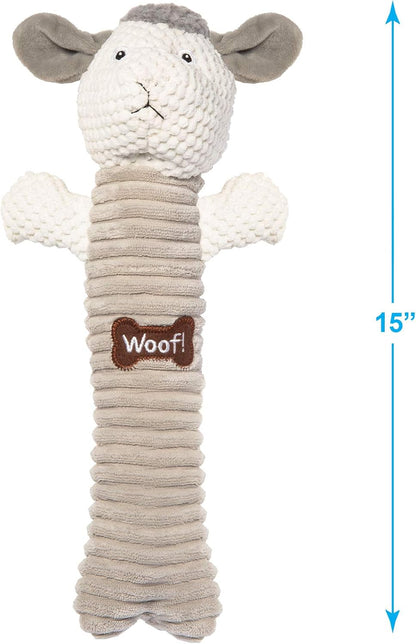 Best Pet Supplies Log Plush Dog Toy, Squeaky Dog Toy with 3 Textures and 2 Squeakers, Interactive Dog Toys for Small and Large Breeds - Sheep, Monkey and Cow Bundle, Large