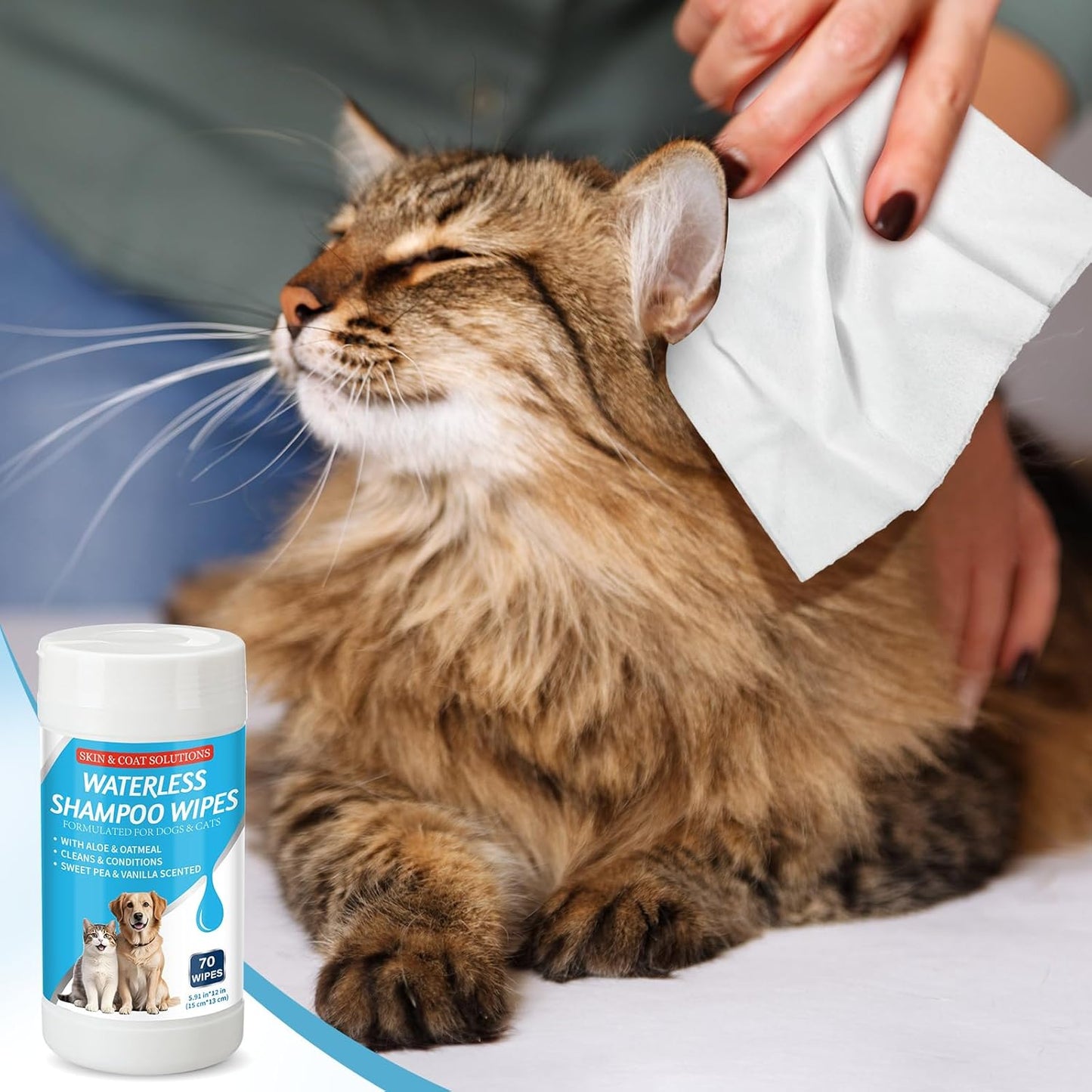 3 Pcs 210 Count Waterless Shampoo Wipes for Dogs Cats 5.91 x 5.12 Inches Dry Pet Bath Cleaning Wipes Safe Disposable for Puppy Cat Cleaning Fur, Deodorizing, Grooming, Sweet Pea Vanilla