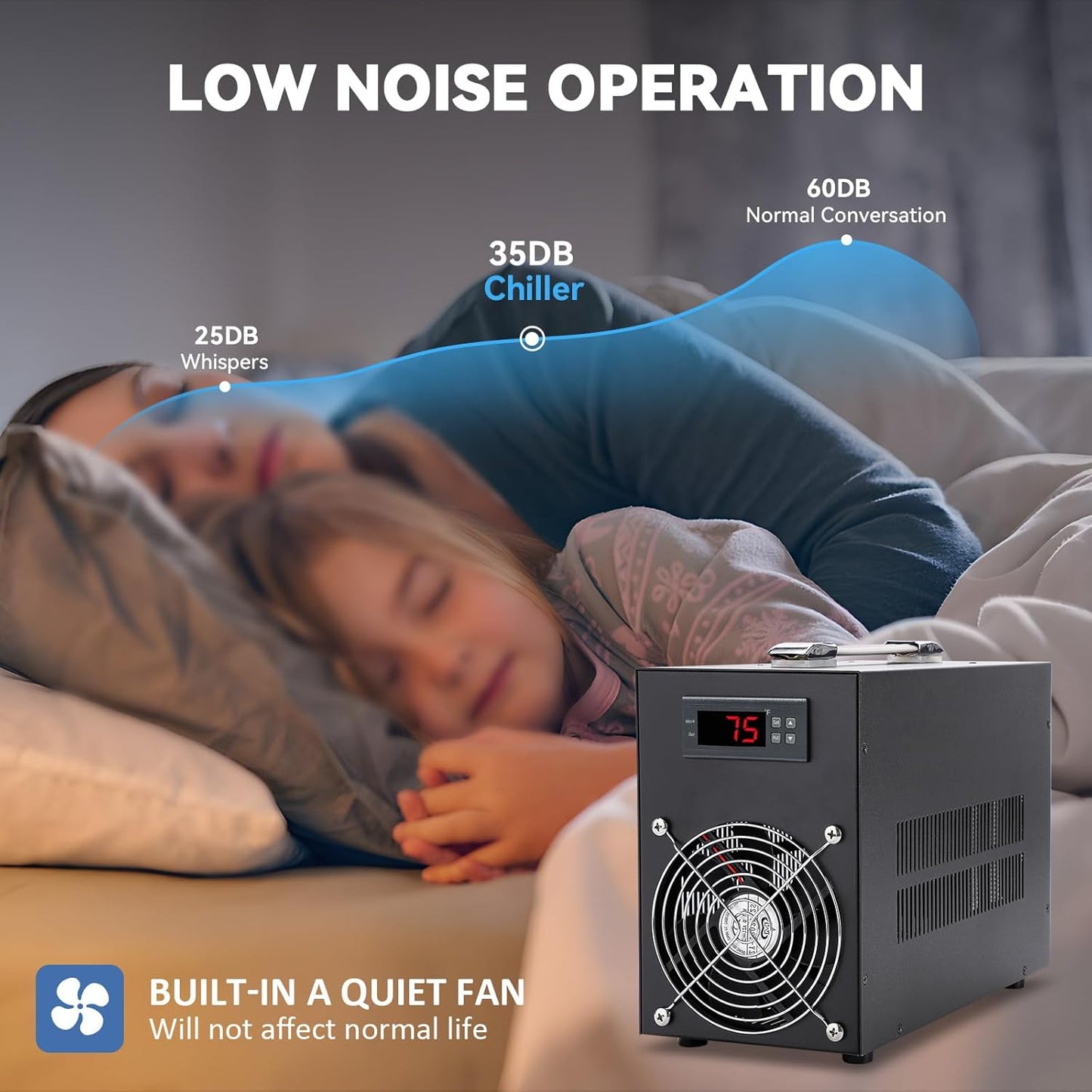 Poafamx 16gal Aquarium Chiller Small Water Chiller for Househod Fish Tanks Coral Crystal Shrimp 110V with Pump (Chiller, 60L/16Gal)