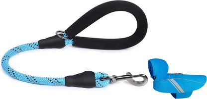 VIVAGLORY Short Dog Leash + Dog Raincoat, Rain Jacket with Harness Hole & Hood, Leash with Soft Padded Handle for Training