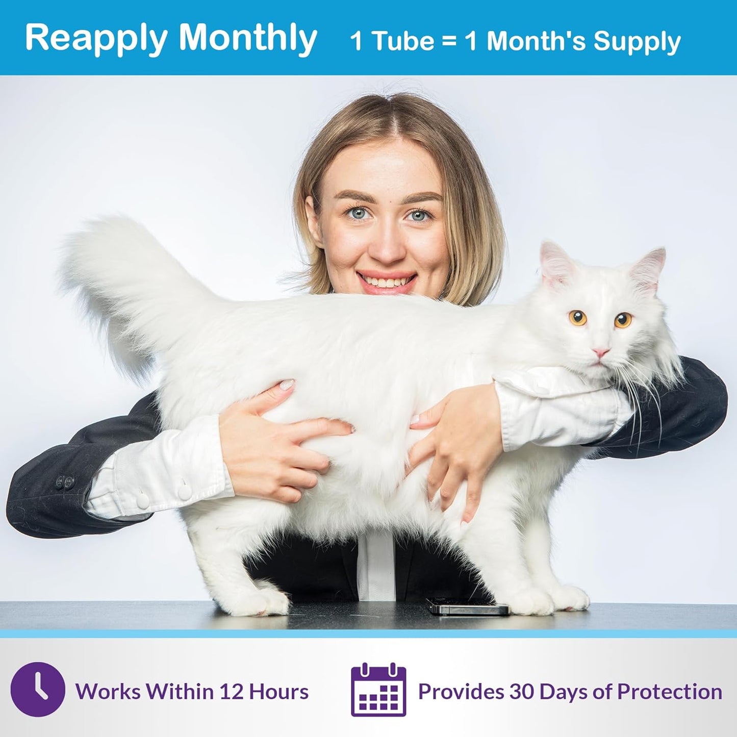 Topical Flea and Tick for Large Cats: Waterproof Topical Cat Flea and Tick – Fast-Acting & Long-Lasting at Home Control for Cats Over 9 lbs and 8 Weeks or Older – 6-Dose Supply