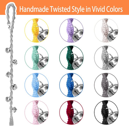 Dog Bells to Go Outside & Puppy Potty Training, Adjustable Dog Door Bell Ring to Go Potty, Handmade with Premium Yarn. Twisted Style, Beige