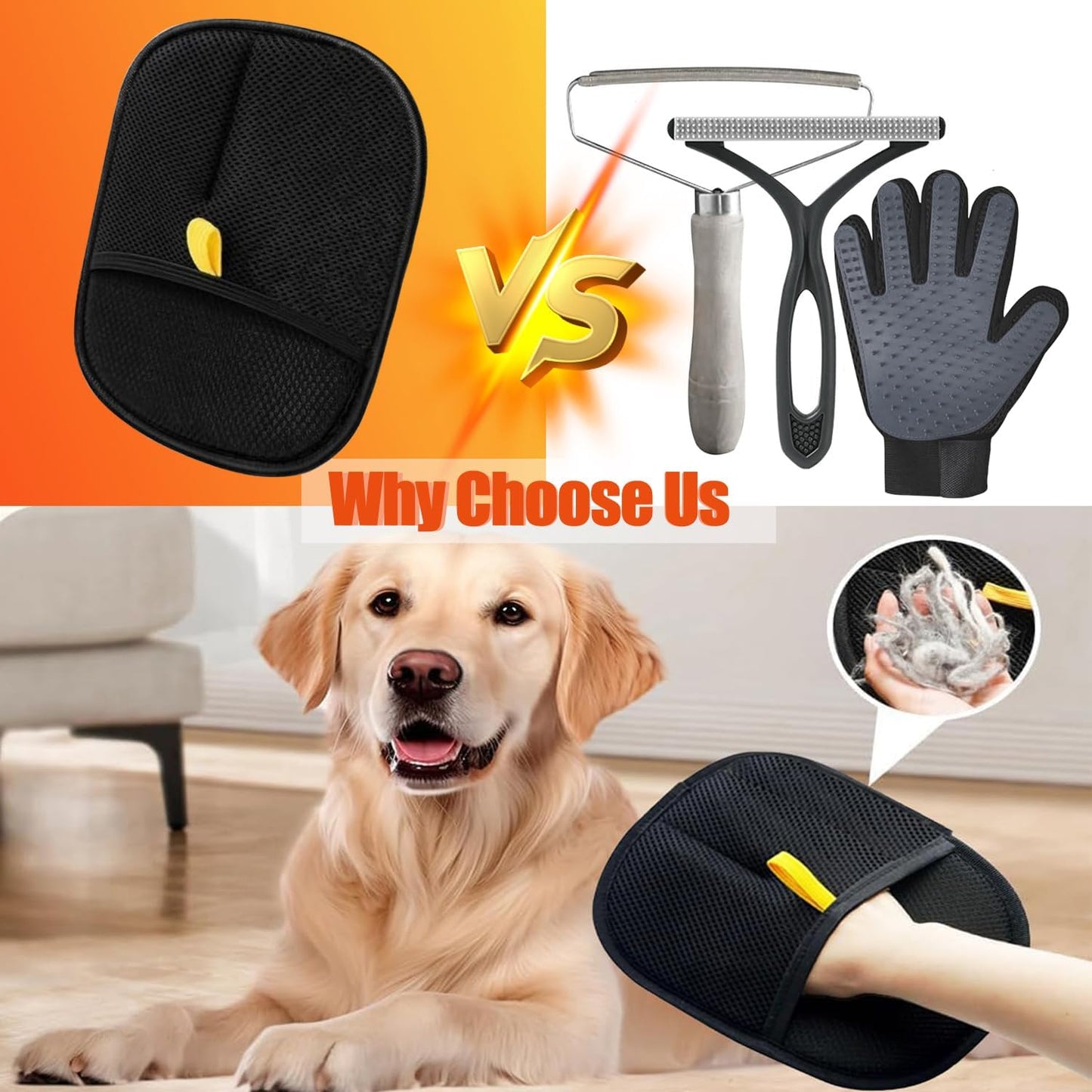 Pet Hair Remover Glove, Reusable Cat Dog Electrostatic Hair Remover Grooming Glove Tool, Double-Sided Static Pet Hair Removal Glove Suitable for Bed Sheets, Sofas