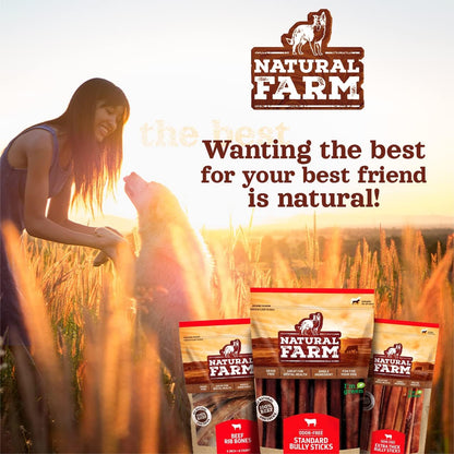 Natural Farm Bully Sticks (6 Inch, 30 Pack), Thin Pizzle Pixie Beef Treats, Grain-Free, High Protein, Best Rawhide Alternative for Small, Puppies or Senior Dogs