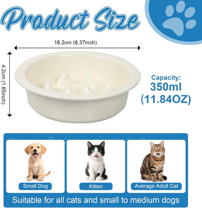 Ceramic Slow Feeder Dog Bowl 6.3inch Dog Food Dish Anti-Choking Puzzle Dogs Food Bowls Pet Slow Feeders Slows Down Eating Bloat Stop for Medium and Small Dogs and Cats