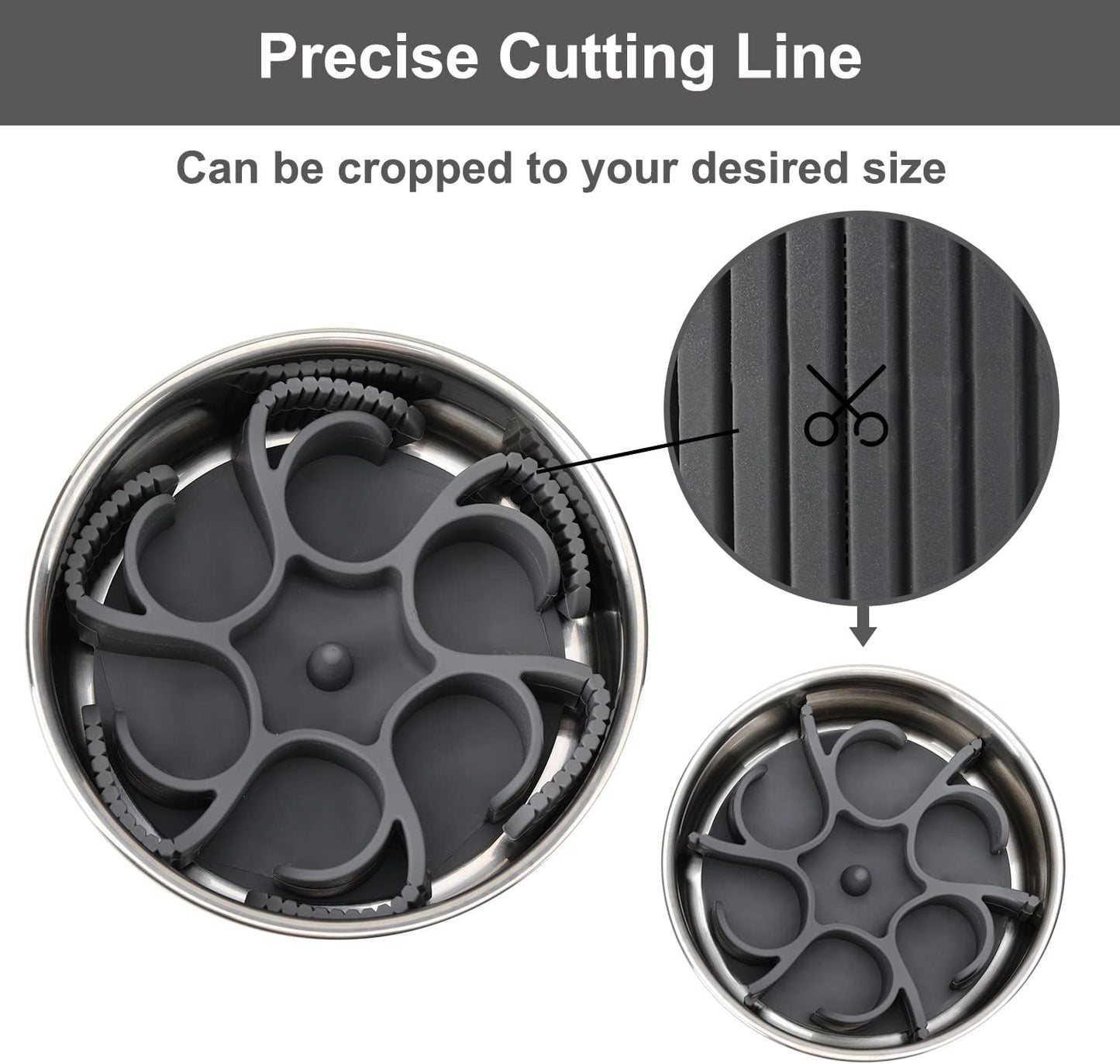 Dog Slow Feeder Bowls Silicone Spiral Pet Food Feeder Insert to Slow Down Eating for Large Medium Small Breed Dogs Perfect with Stainless Steel Glass Ceramic Pet Bowls (Grey)